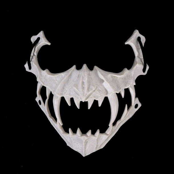 Máscara de media cara de calavera blanca para hombre y mujer, disfraz de Demon, hombre, hombre lobo, Tigre, disfraz de Halloween, baile, graduación, utilería
