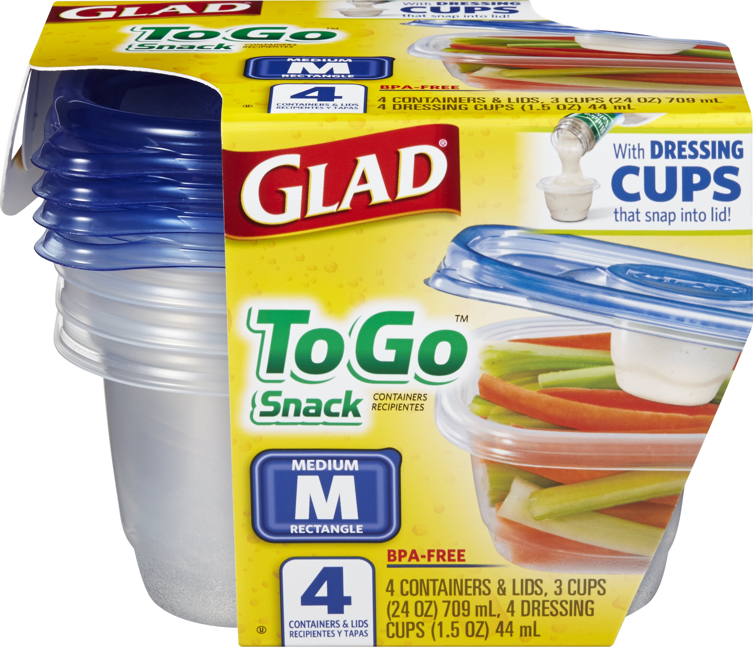 Glad Food Storage Containers, 24 oz, 5 Count