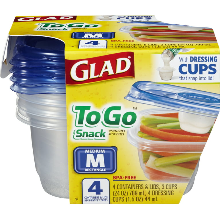 Wholesale Glad 4ct Food Storage For Kids W/ Lid- 24oz CLEAR W