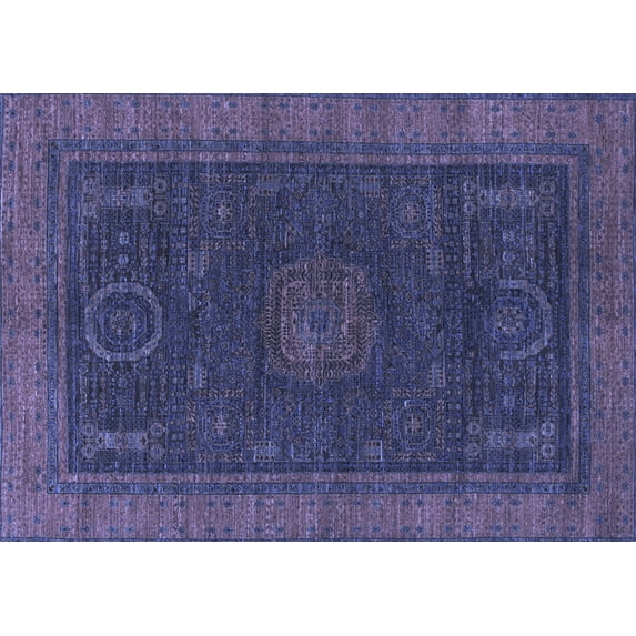 Ahgly Company Indoor Rectangle Oriental Blue Modern Area Rugs, 8' x 10'