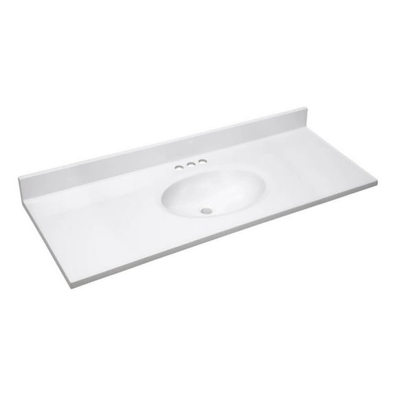 Bowery Hill 49x19" Cultured Marble Single Bowl Vanity Top in Solid White
