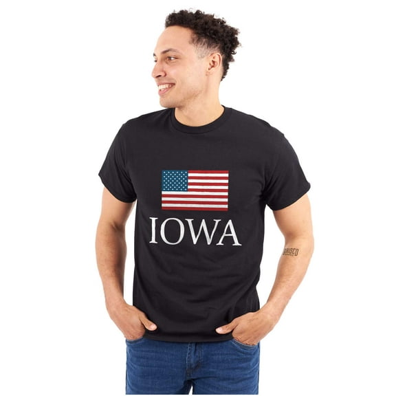 Iowa Pride American Flag IA USA Plus Size Crewneck Graphic Tee Shirt Brisco Brands 2X