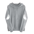 thumbnail image 3 of Women's Fall Hoodies Floral Ghost Pumpkin Graphic Print Sweatshirts Long Sleeve Oversized Pullover Hooded Tops Casual Autumn Relaxed Fit Clothes, 3 of 7