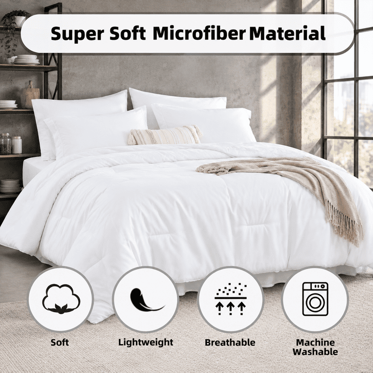White Queenforter Set With Sheets - 7 Piece Bed In A Bag - Walmart.com