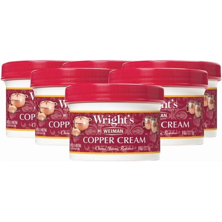 Wright's Copper and Brass Cream Cleaner - Gently Cleans and Removes Tarnish Without Scratching, 8 Ounce Pack of 6