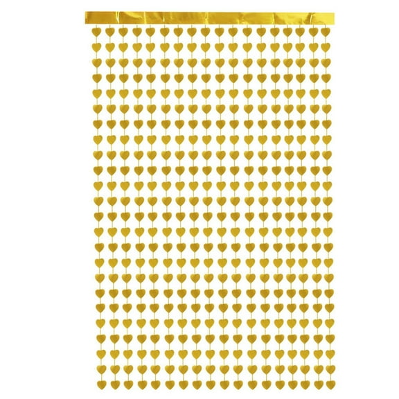 Valentine's Day Heart-Shaped Door Curtain (Gold) Heart-Shaped Shimmering Sequined Curtain, Valentine's Day Heart Foil Curtain Decorations for Birthday Mother's Day Anniversary Celebration