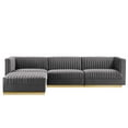 thumbnail image 3 of Modway Sanguine Channel Tufted Performance Velvet 4-Piece Modular Sectional Sofa in Gray, 3 of 10