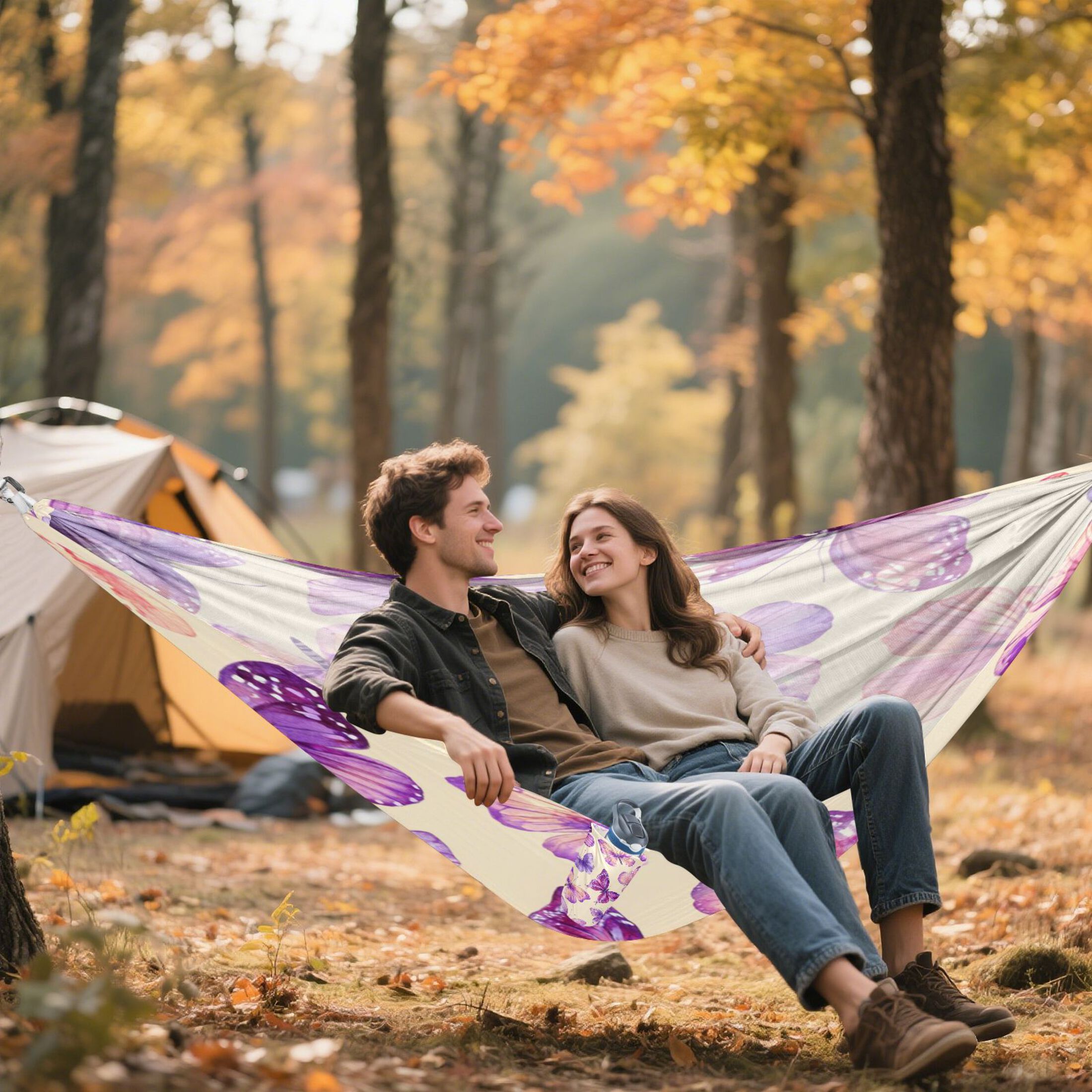 Hammock Camping Hammock Nylon Portable Hammock Travel Camping Hammock Purple Beautiful Butterfly
