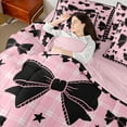 thumbnail image 4 of Castle Fairy Cartoon Girly Bowtie Twin Bedding Sets,Kawaii Plaid Bedding Comforter Set, 4 of 8