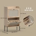 thumbnail image 3 of HOMCOM Shoe Cabinet with 2 Flip Drawers, Boho Narrow Shoe Rack, Oak, 3 of 10