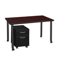 thumbnail image 4 of Regency Kee 48 x 24 in. Mobile Desk with Storage- Mahogany Top, Black Legs, 4 of 7