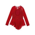 thumbnail image 6 of Haitryli Kids Girls Sequin Long Sleeve Dance Ballet Dress Figure Ice Skating Gymnastic Leotard Dancewear Red 14, 6 of 7