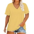 thumbnail image 2 of Yellow Women's Short Sleeve T-shirt, Plus Size V Neck T Shirts Women Short Sleeve Tops Casual Summer Tshirts Loose Fit Tee,Women's Short sleeve T-shirt XL, 2 of 5