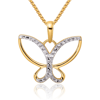 14K Solid Two Tone Yellow White Gold Butterfly Wings Necklace Chain Pendant Charm with chain 14inch