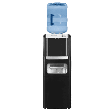 Frigidaire 3-in-1 Ice and Water Machine – Hot & Cold Water Cooler Dispenser for 5 Gallon Bottle – Built-In Bullet Ice Maker – Water Cooler Dispenser With Ice Machine – Compact Design in Black