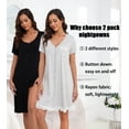 thumbnail image 3 of PinkBeautiM Nightgowns for Women Button Down Nursing Sleepshirt V Neck Stripe Sleepwear Soft Night Dress 2 Pack, 3 of 8