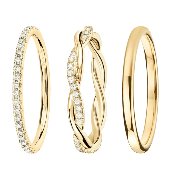 Stackable Gold Plated Rings for Women Non Tarnish, Dainty Rings Set Thumb Fashion Thin Cubic Zirconia Pack Simple Unique Statement Rings Jewlery
