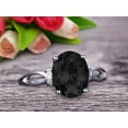 thumbnail image 4 of Oval Shape Gemstone Promise Ring 1.75 Carat Black Diamond Moissanite Engagement Ring Anniversary Gift On 10k White Gold Art Deco, 4 of 5
