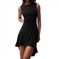thumbnail image 2 of Vestido Casual Básico Sin Mangas de Color Liso, Ajustado y Ajustado para Mujer, Color Negro, Talla L, 2 of 7