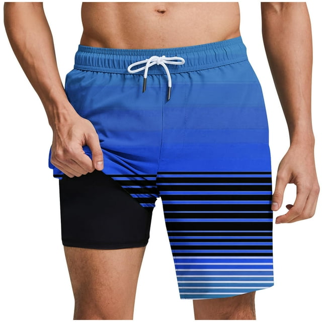 Pantalones Cortos para Hombre Cintura Elástica con Bolsillos, Forro de Impresión de Moda Casual para la Playa, Al Aire Libre Y el Uso Diario