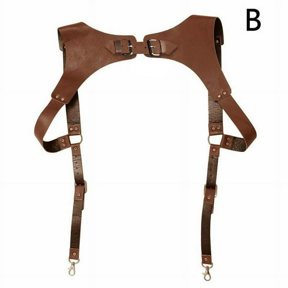 JUNWELL TJHL Men‘s Leather Body Chest Half Harness Belt Harness Suspenders Clubwear Costume Adjustable PU Leather Belt High Elastic R1P7
