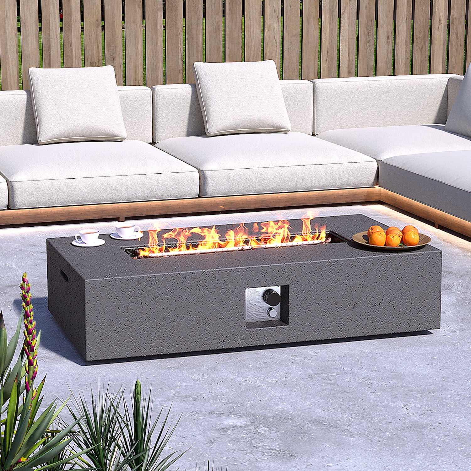 MOALCOFER 56” Propane Fire Pit Table with Lava Rocks,50,000 BTU Steel Gas Fire Pit with Waterproof Cover