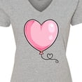 thumbnail image 4 of Inktastic Pink Balloon Heart Women's V-Neck T-Shirt, 4 of 5