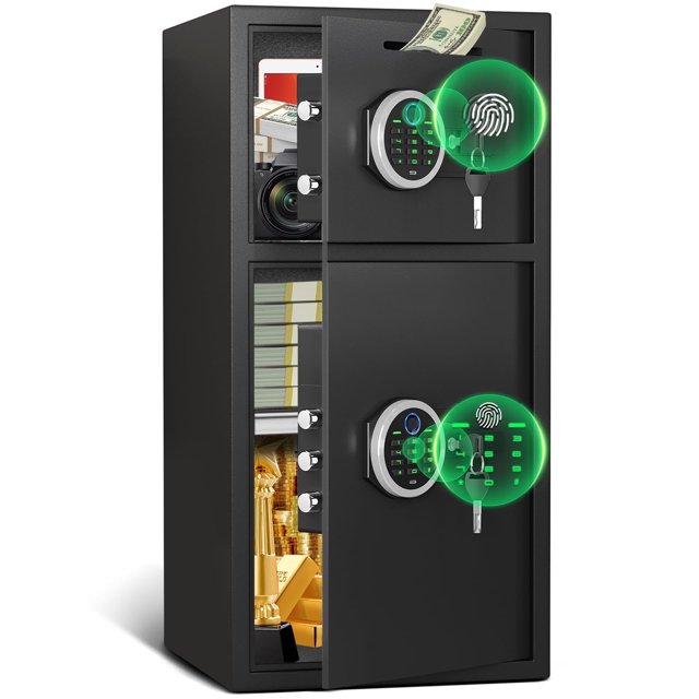 Opentiny 6.5 Cu ft Large Safe Box Fireproof , Biometric fingerprint Home Safe with Deposit Slot & Dual Alarm System, Money Safe With Mute Function and LED Light, Security Box for Money Valuables