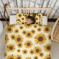 thumbnail image 3 of White Sunflower Duvet Cover and Pillowcase Set for Single Bedding, Bedroom Accessories for Kids Teens, 3 of 5