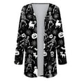 thumbnail image 4 of idosla Womens Fashion Halloween Long Sleeve Cardigan Fall Open Front Cardigan Pumpkin Print Medium Length Coat (White, M), 4 of 9