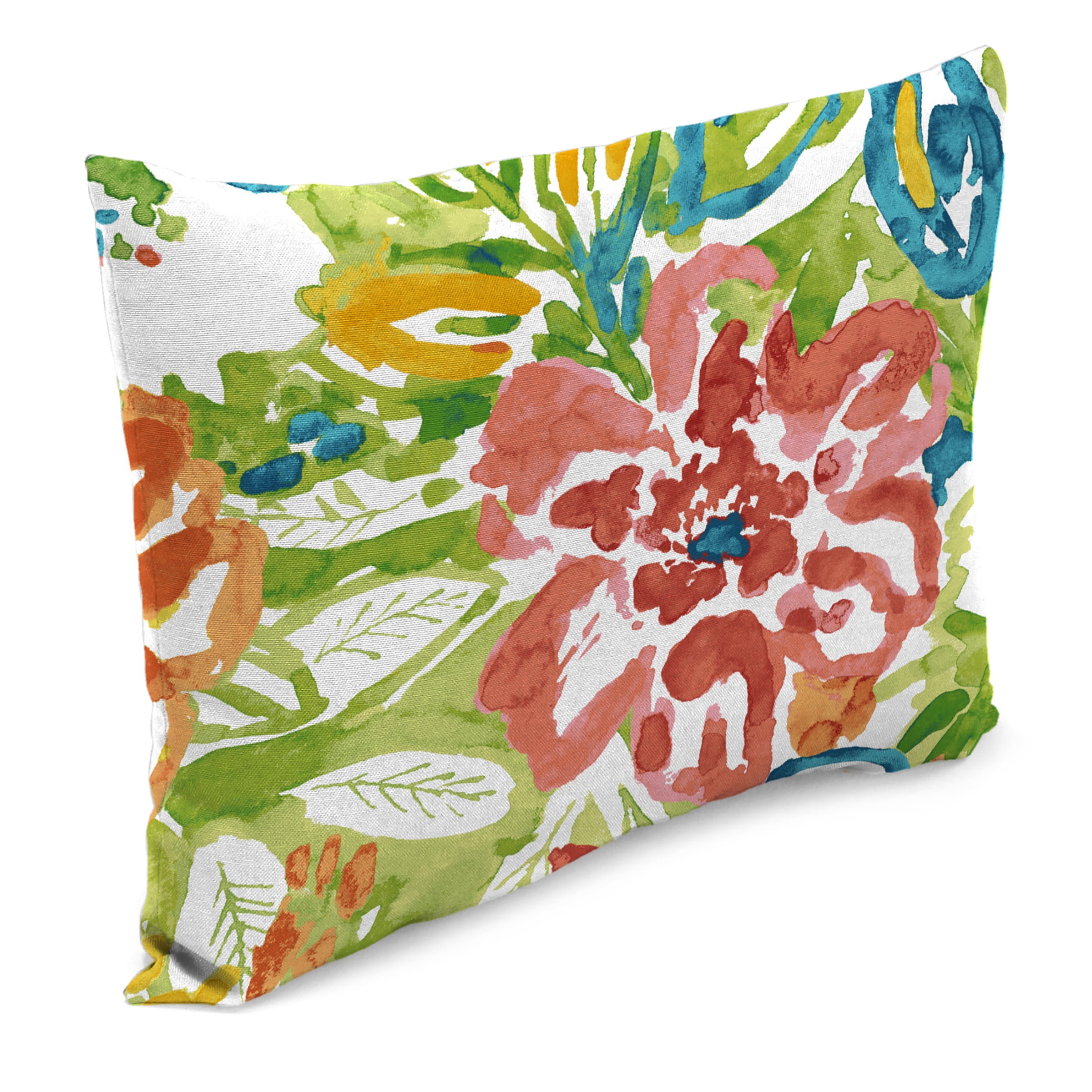 Jordan Manufacturing 12" x 18" Sun River Garden Multicolor Floral Rectangular Outdoor Lumbar Throw Pillow (2 Pack)