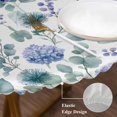 thumbnail image 4 of Blue Purple Round Fitted Table Cover Hydrangea Eucalyptus Leaves Country Farmhouse Waterproof Table Cloth with Elastic Edge Wipeable Tablecloth for Picnic Camping Party Fits 36"-44" Diameter, 4 of 8