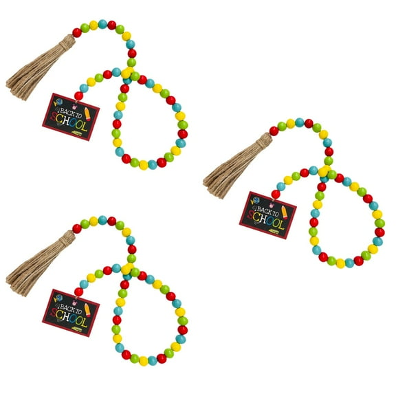 3pcs Back to School Wooden Beads Garland Tassels Wooden Beads School Centerpiece