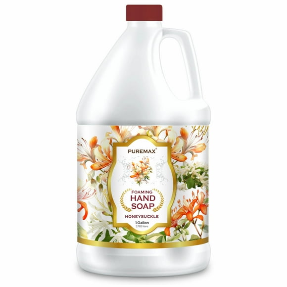 Recambios de jabón de manos en espuma Puremax hechos con aceites esenciales | Madreselva | Hidratación suave | Fabricado en Estados Unidos | 128 onzas líquidas (1 galón)