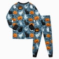 thumbnail image 5 of NOLDARES Boys Girls Halloween Pajamas Cute Pumpkin Print Pjs Cotton Kids Skeleton Sleepwear Clothes Sets Ghost Skull Holiday Sleepwear(Navy,5-6 Y), 5 of 8