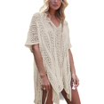 thumbnail image 4 of Ropa de playa BLESIY Crochet Beige Vestido de playa con cuello en V, 4 of 5