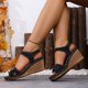 thumbnail image 5 of Sandalias de Cuña de las Mujeres Casuales de Moda Primavera Verano Versátil Tacón de Playa de Pie Abierto Grueso-Soldado con Correa de Tobillo Sandalias, 5 of 8