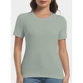 thumbnail image 2 of Fall Clothes Womens Crewneck Ribbed Long Sleeve Shirts Slim Fitted Tee Casual Basic Tshirt Top, 2 of 6