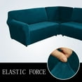 thumbnail image 3 of TOPCHANCES Velvet Sectional Corner Sofa Covers, 5 Seat L-Shaped Sectional Couch Slipcovers, 3 Piece Stretch Soft Furniture Sofa Protector for 5-Seater Corner Sofas ( Dark Blue ), 3 of 9
