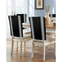 nqOlkjepod Black Striped Chair Covers Set of 4, Decorative Chair Back Cover, Farmhouse Black White Stripes Dining Room Chair Slipcovers Removable Chair Protectors Covers for Party Banquet