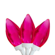 25 Count Pink LED C9 Christmas Lights, 16 ft White Wire