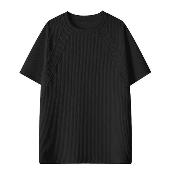 Kalauyu Womens Waffle Short Sleeve Shirts Crew Neck Basic Tee Tshirt Casual Summer Cotton Tops