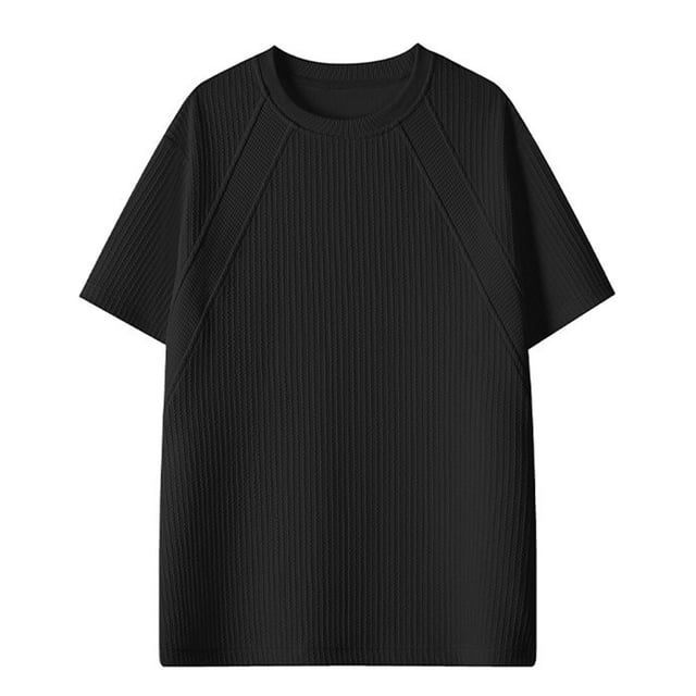 Ceisia Men's Casual Cotton Linen T-shirt Short Sleeve Round Neck Solid Color Summer Daily Wear Tee Tops Black L Gifts