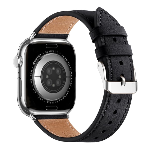 Bestig Bandas De Cuero Compatibles Con Apple Watch Band 49 Mm, 46 Mm, 45 Mm, 44 Mm, 42 Mm (Serie 3 2 1) Para Mujeres Y Hombres Correa Para Iwatch Ultra 3/2/1 Y Se3/2/1 Y Series 11 10 9 8 7 6 5 4 (Negr