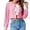 Pink, variant on LANGWYQU Women Long Sleeved Casual Knit Cardigan Short Crop Sweater With Tie