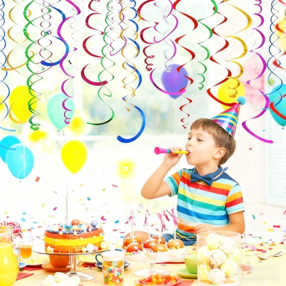 Dserhfy 6 Pcs Colorful Ceiling Swirl Foil Decorations Plastic Hanging Spiral Streamers for Wedding Birthday Graduation New Year Party Decoration