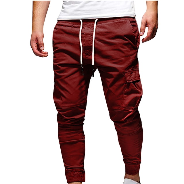 KIHOUT Mens Fashion Joggers Sports Pants - Drawstring Loose Cargo Pants Sweatpants Trousers
