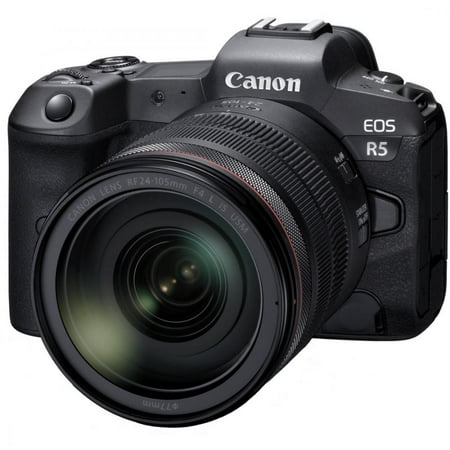 Canon EOS R5 45 Megapixel Mirrorless Camera with Lens - 0.94" - 4.13" - Autofocus - 3" Touchscreen LCD - 4.3x Optical Zoom - Sensor-shift (IS) - 8192 x 5464 Image - 8192 x 4320 Video - HD Movie Mod...