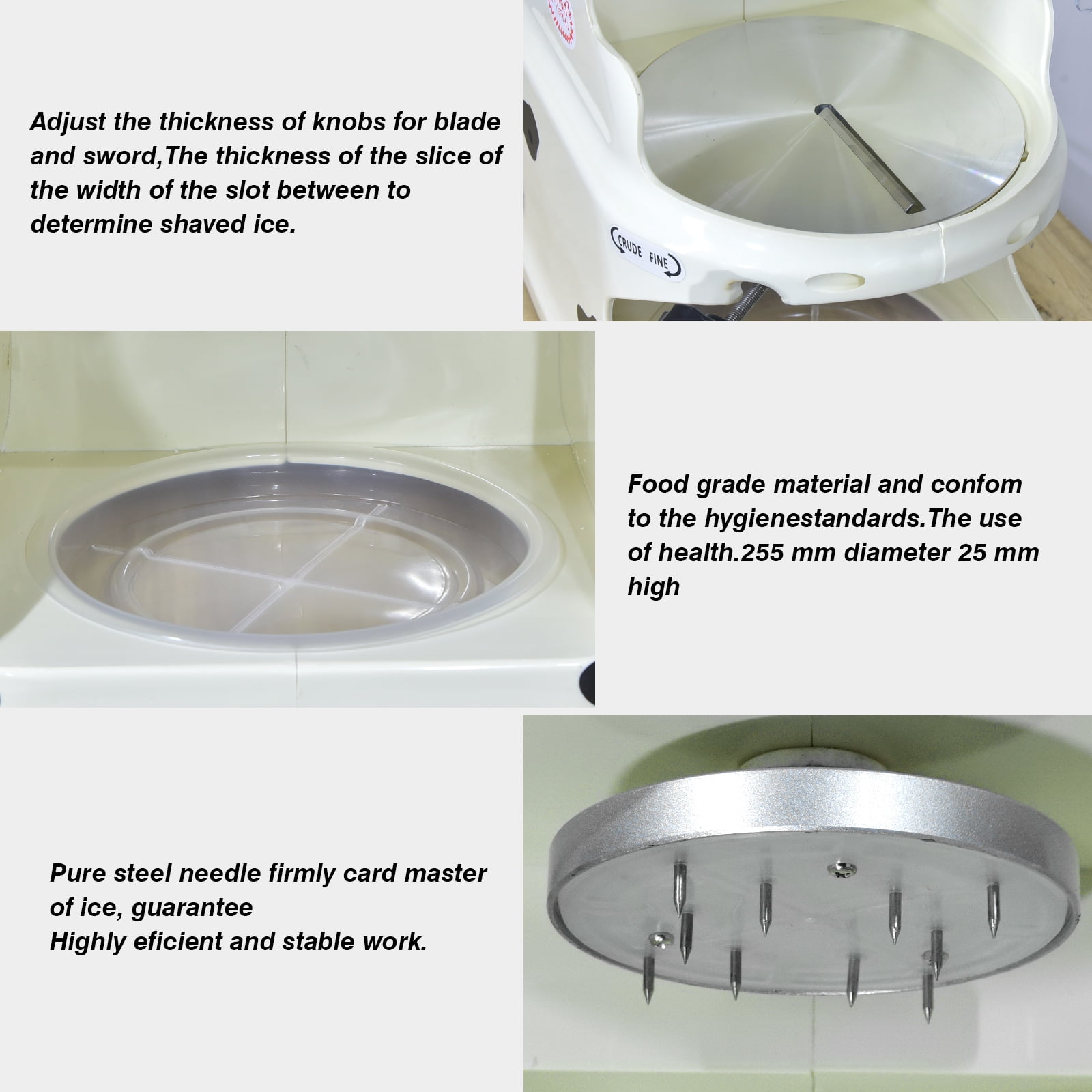 Kolice Commercial Ice Shaver Machine, Snowflake Ice Shaver, Ice Cone Maker-Output: 150kgs/H, Adjustment Knob for Ice Thickness, 2 Stainless Steel Blade, 2 Buckets Included
