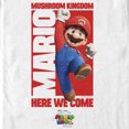 thumbnail image 2 of Men's The Super Mario Bros. Movie Mario Mushroom Kingdom Here We Come Graphic Tee White 3X Large, 2 of 5